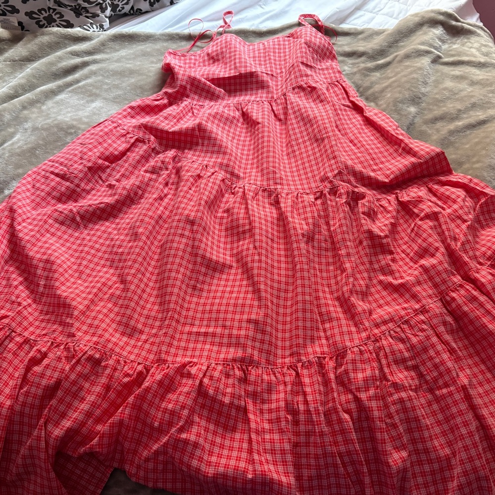 Red Checkered Maxi Dress